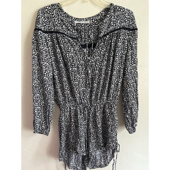Anthropologie Faithful the Brand romper Sz Small Long Sleeve Navy Blue - Picture 2 of 6